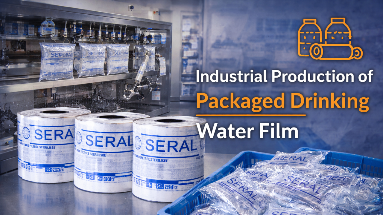 Packaged drinking water film rolls and sachet filling machine in Africa manufacturing facility for water pouch production