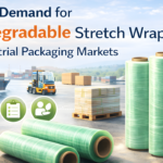 Biodegradable stretch wrap rolls and pallet packaging in Africa logistics hub for sustainable industrial packaging and export operations