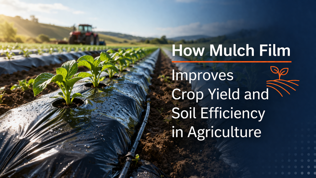 Mulch film used in Africa agriculture field to improve crop yield, soil moisture retention, and farming efficiency