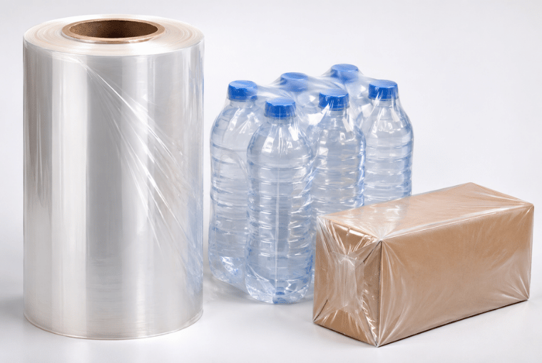 Film rétractable transparent pour emballage Rouleau de film rétractable transparent pour emballage de bouteilles d’eau et de colis en carton.