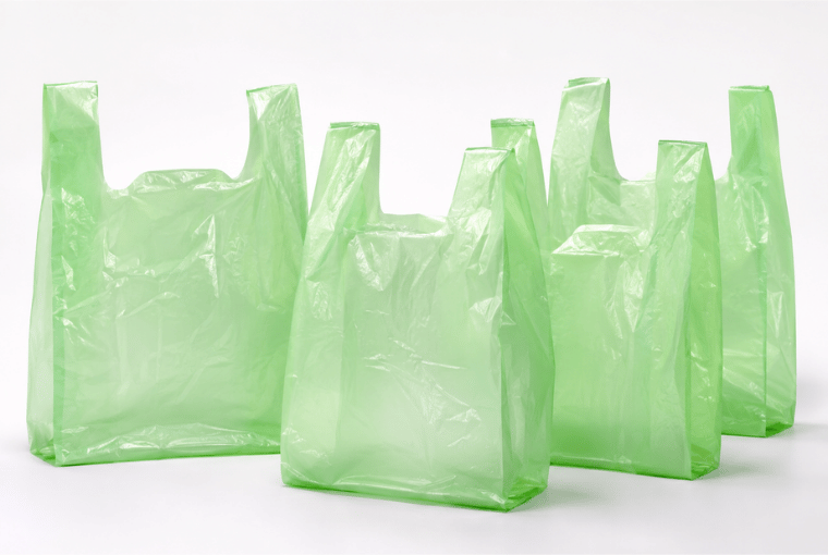 Sacs à provisions biodégradables verts Sacs à provisions en plastique translucide vert clair avec poignées intégrées