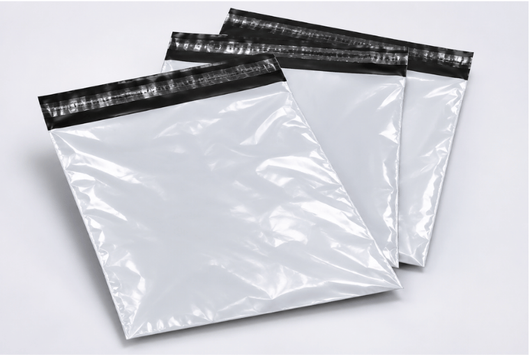 Sacs d’expédition en polyéthylène Sacs d’expédition en polyéthylène translucide avec bande de fermeture noire