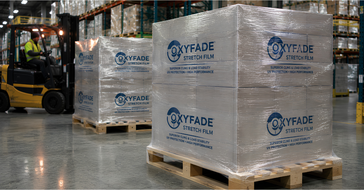 Stretch film used for industrial pallet packaging
