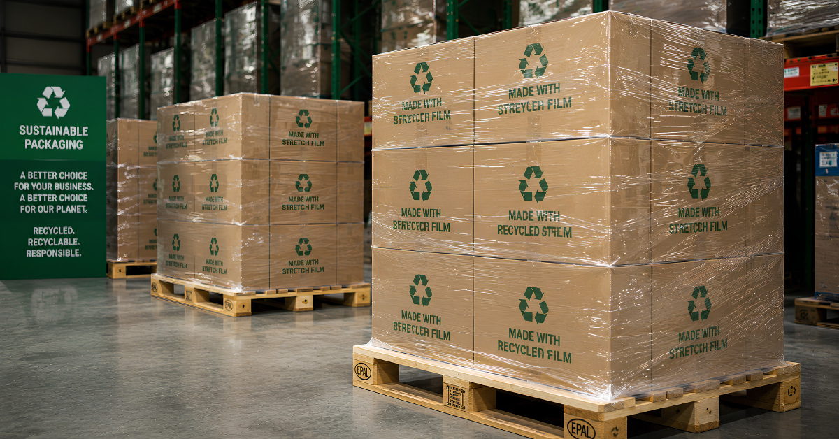 Sustainable stretch film made with recycled materials