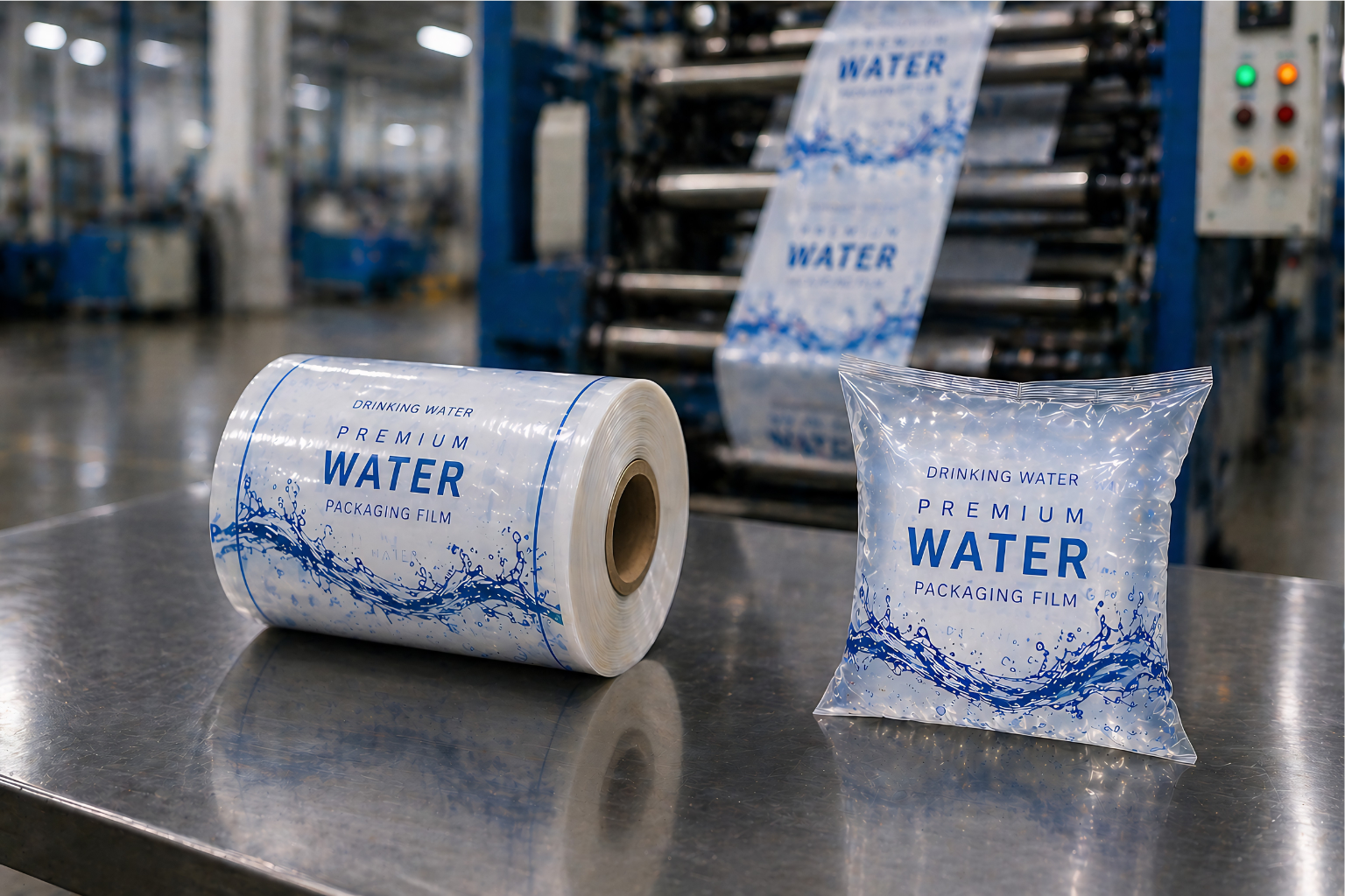 printed water pouch roll on packaging machine LDPE drinking water film